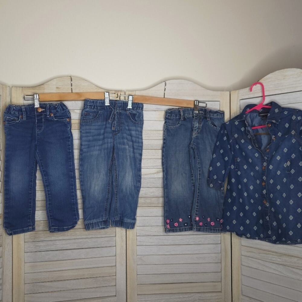 Girls 2T Jeans And Long Sleeve Chambray Dress Size 2 Clothes Children's Place